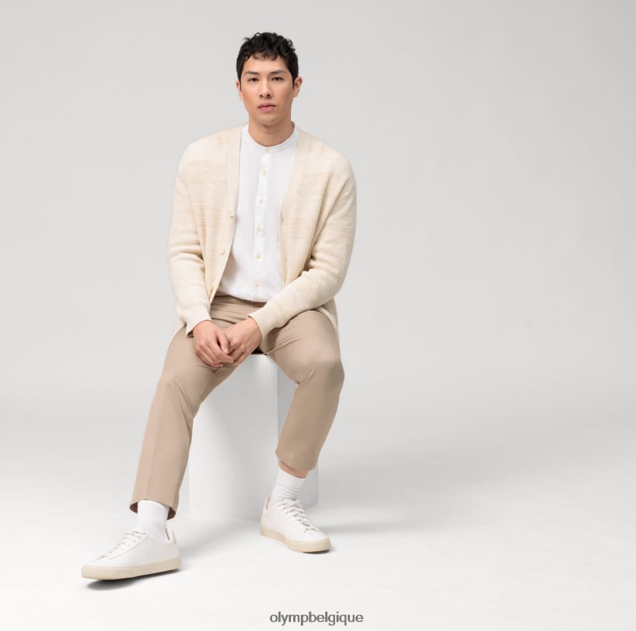 OLYMP FL8P6V424 vêtements niveau cinq vêtement lavé body fit, chemise business, col montant, blanc