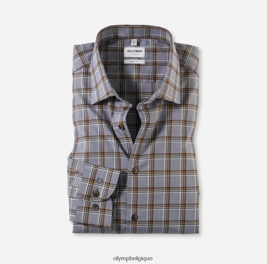 OLYMP FL8P6V427 vêtements coupe corporelle niveau cinq, chemise d'affaires, new york kent, marron