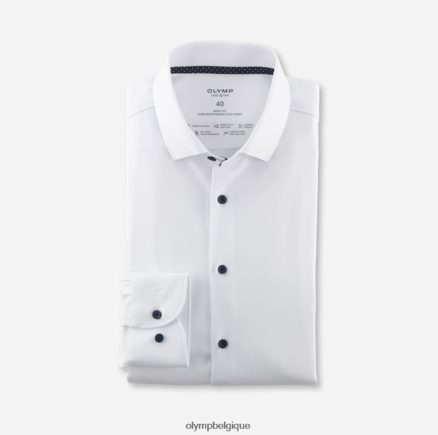 OLYMP FL8P6V440 vêtements niveau cinq 24/7 body fit, chemise d'affaires, kent moderne, blanc
