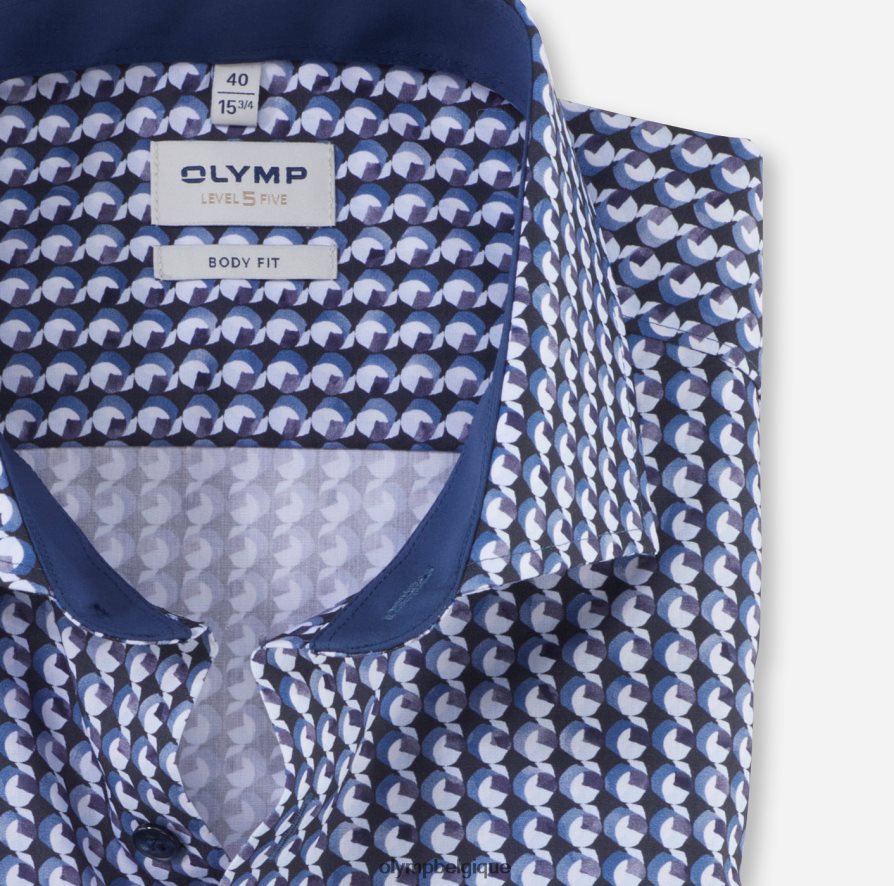 OLYMP FL8P6V450 vêtements coupe corporelle niveau cinq, chemise d'affaires, royal kent, marine