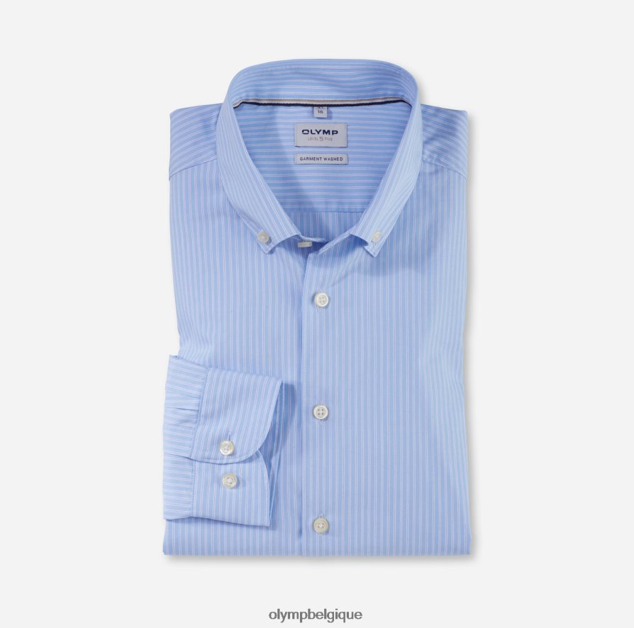 OLYMP FL8P6V463 vêtements niveau cinq vêtement lavé body fit, chemise business, boutonnée, bleu