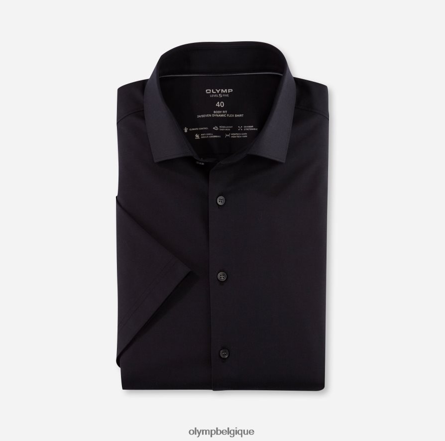 OLYMP FL8P6V468 vêtements niveau cinq 24/7 body fit, chemise d'affaires, kent moderne, noir