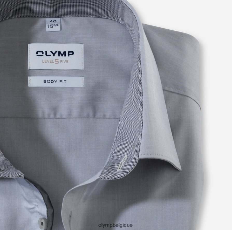 OLYMP FL8P6V472 vêtements coupe corporelle niveau cinq, chemise d'affaires, new york kent, gris moyen