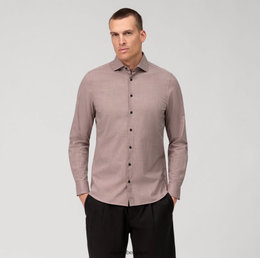 OLYMP FL8P6V499 vêtements niveau cinq 24/7 body fit, chemise business, kent, marron rougeâtre