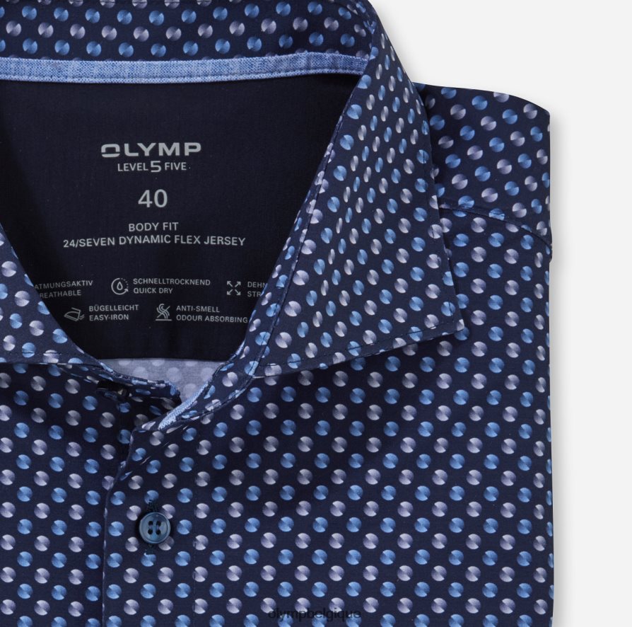 OLYMP FL8P6V502 vêtements niveau cinq 24/7 body fit, chemise d'affaires, kent, marine