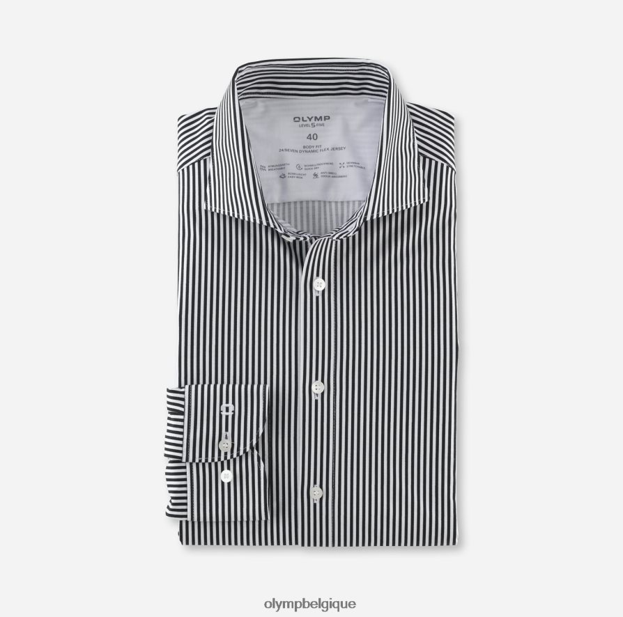 OLYMP FL8P6V508 vêtements niveau cinq 24/7 body fit, chemise business, kent, noir
