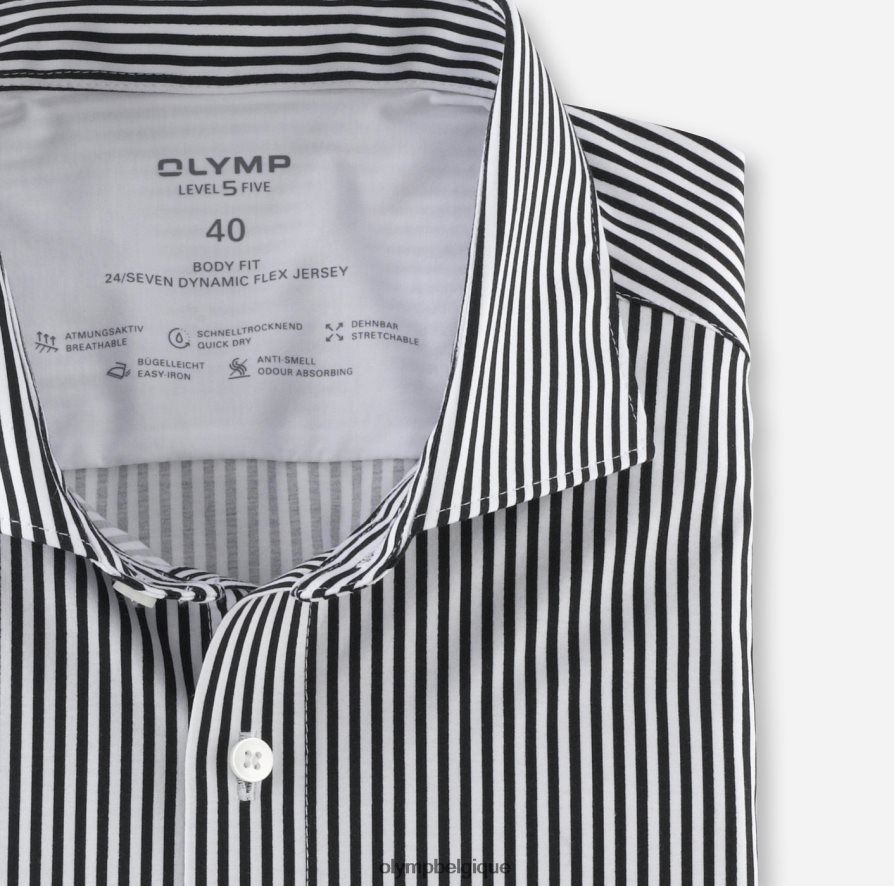 OLYMP FL8P6V508 vêtements niveau cinq 24/7 body fit, chemise business, kent, noir