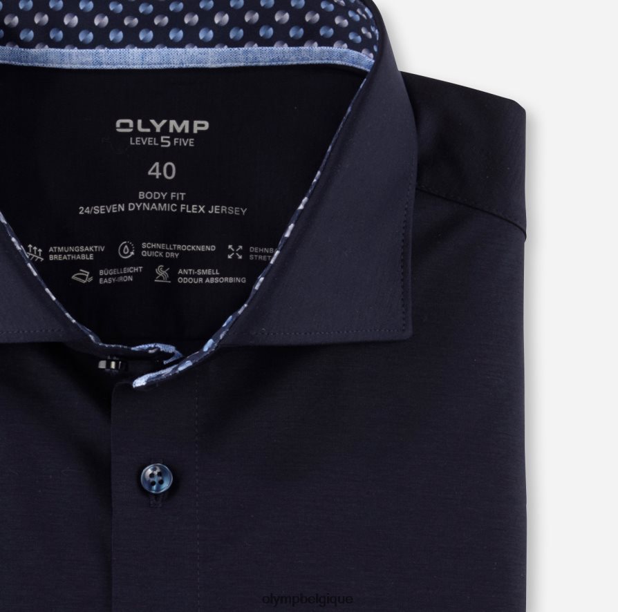 OLYMP FL8P6V519 vêtements niveau cinq 24/7 body fit, chemise d'affaires, kent, marine