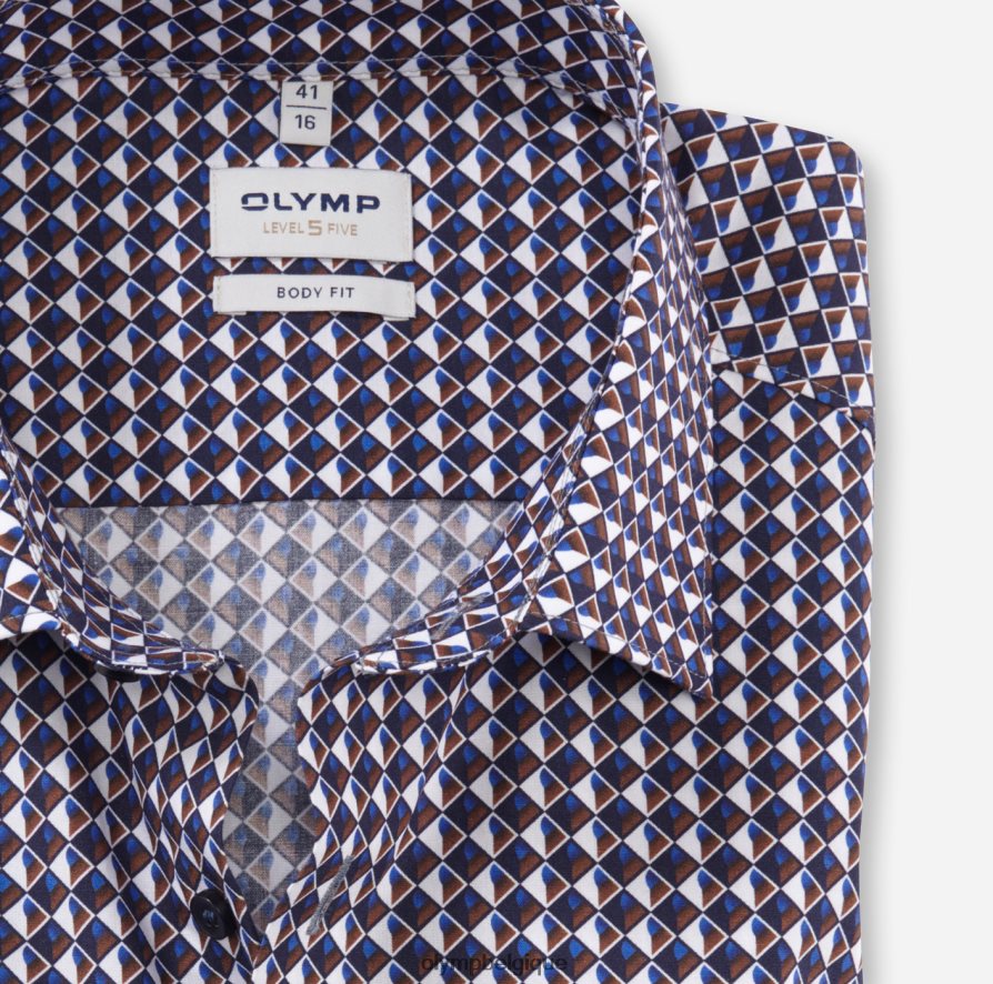 OLYMP FL8P6V535 vêtements coupe corporelle niveau cinq, chemise d'affaires, new york kent, brun rougeâtre