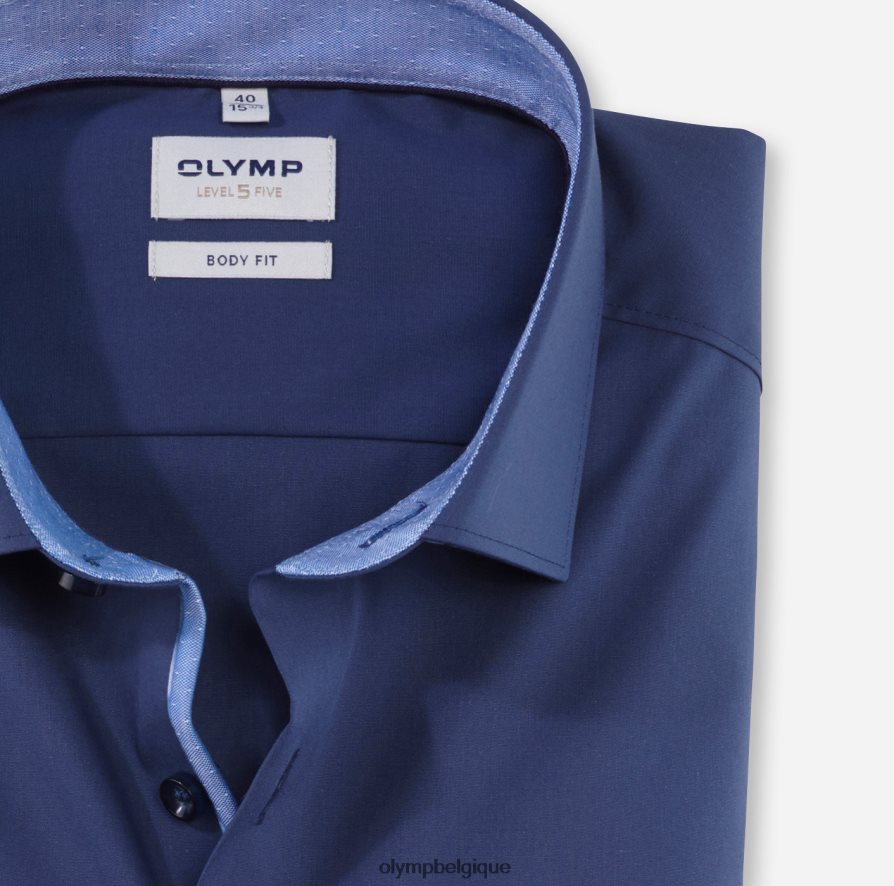 OLYMP FL8P6V538 vêtements coupe corporelle niveau cinq, chemise d'affaires, kent moderne, bleu fumée