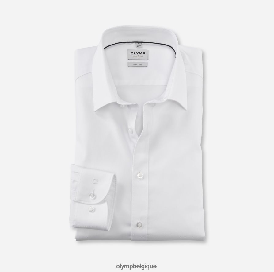 OLYMP FL8P6V543 vêtements coupe corporelle niveau cinq, chemise d'affaires, new york kent, blanc