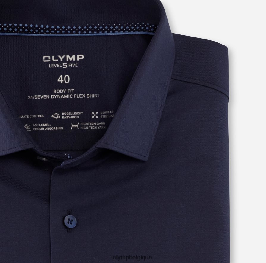 OLYMP FL8P6V557 vêtements niveau cinq 24/7 body fit, chemise d'affaires, kent moderne, marine
