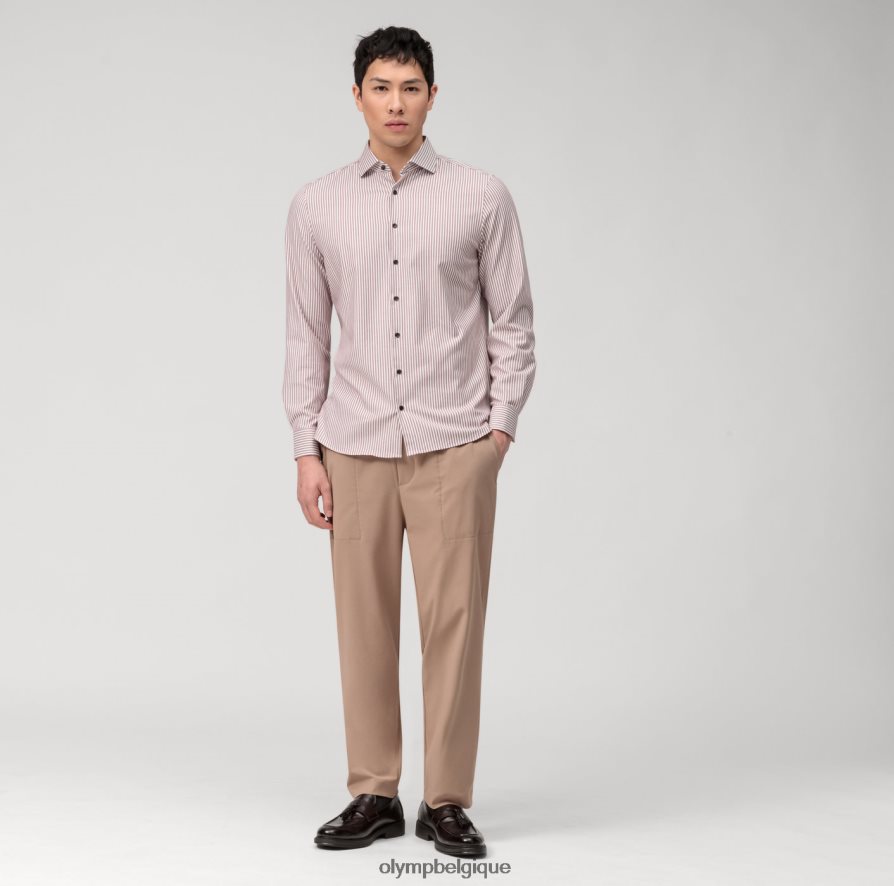 OLYMP FL8P6V565 vêtements niveau cinq 24/7 body fit, chemise business, kent, marron rougeâtre