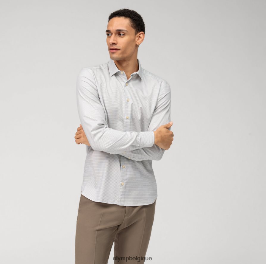OLYMP FL8P6V568 vêtements niveau cinq vêtement lavé body fit, chemise d'affaires, kent, taupe