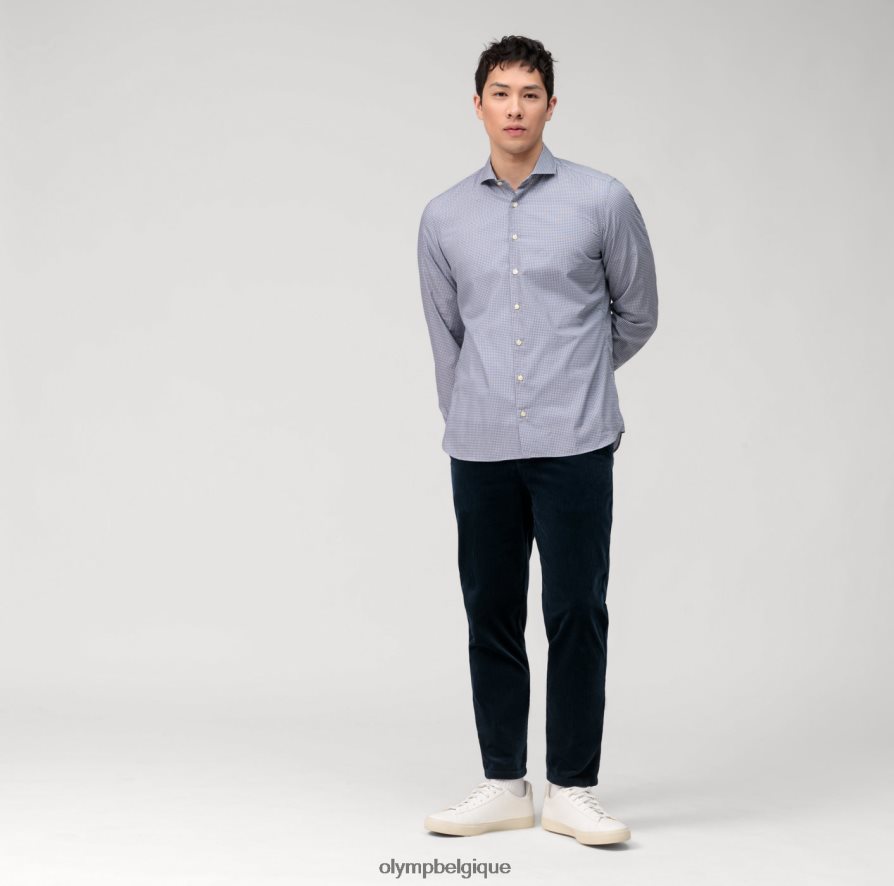 OLYMP FL8P6V569 vêtements niveau cinq vêtement lavé body fit, chemise d'affaires, coupe, marine
