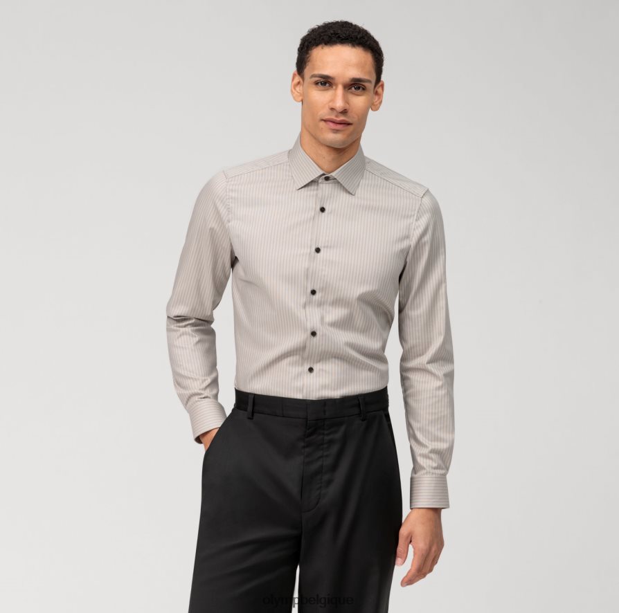 OLYMP FL8P6V589 vêtements coupe corporelle niveau cinq, chemise d'affaires, new york kent, taupe