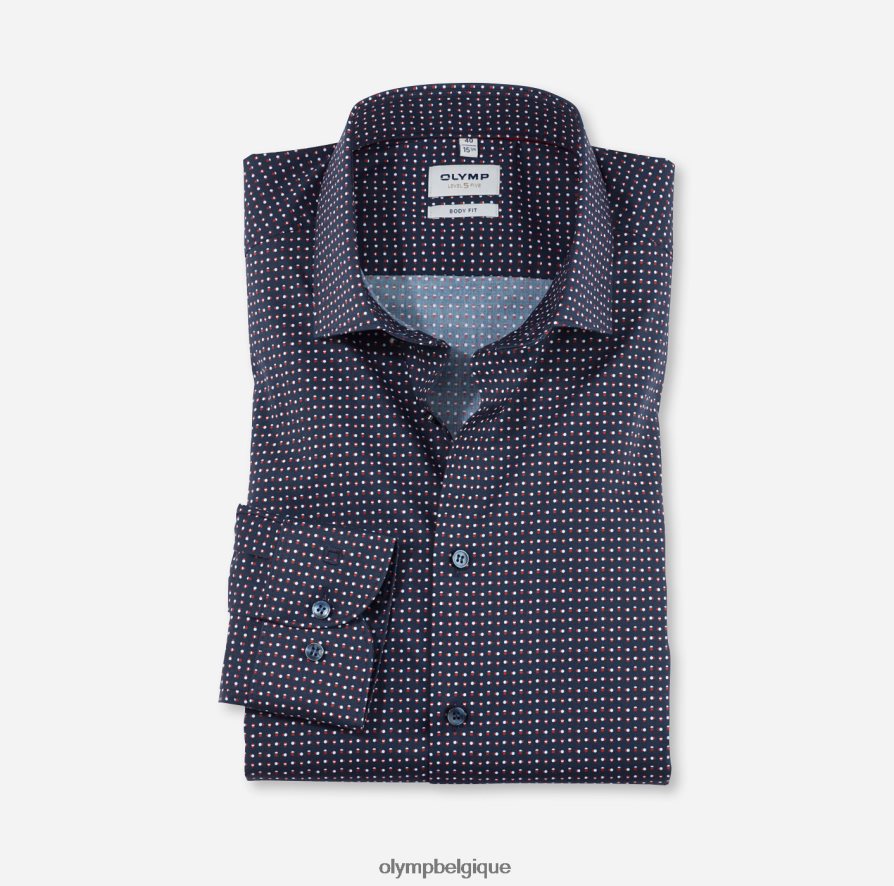 OLYMP FL8P6V615 vêtements coupe corporelle niveau cinq, chemise d'affaires, kent moderne, rouge