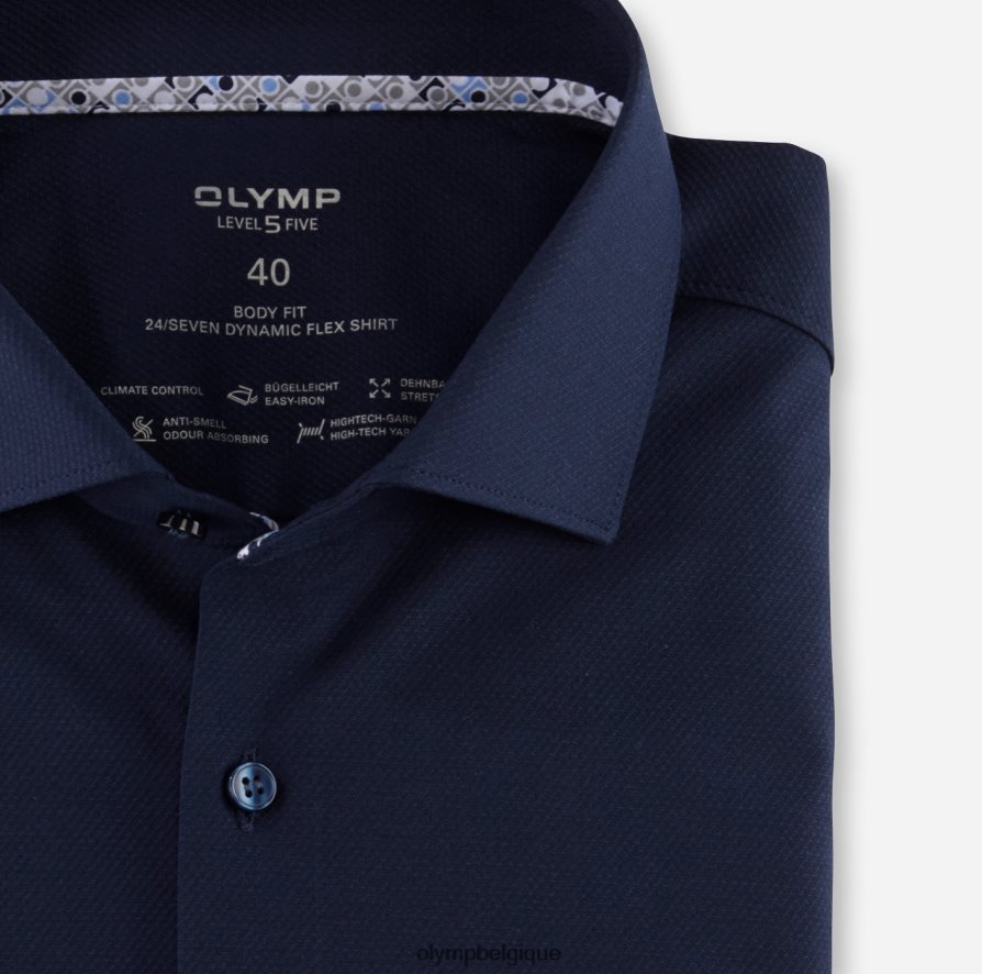 OLYMP FL8P6V617 vêtements niveau cinq 24/7 body fit, chemise d'affaires, kent, marine