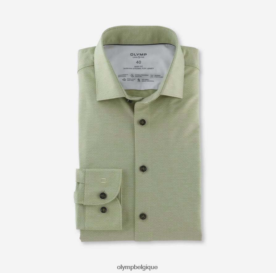 OLYMP FL8P6V618 vêtements niveau cinq 24/7 body fit, chemise d'affaires, kent moderne, vert lime