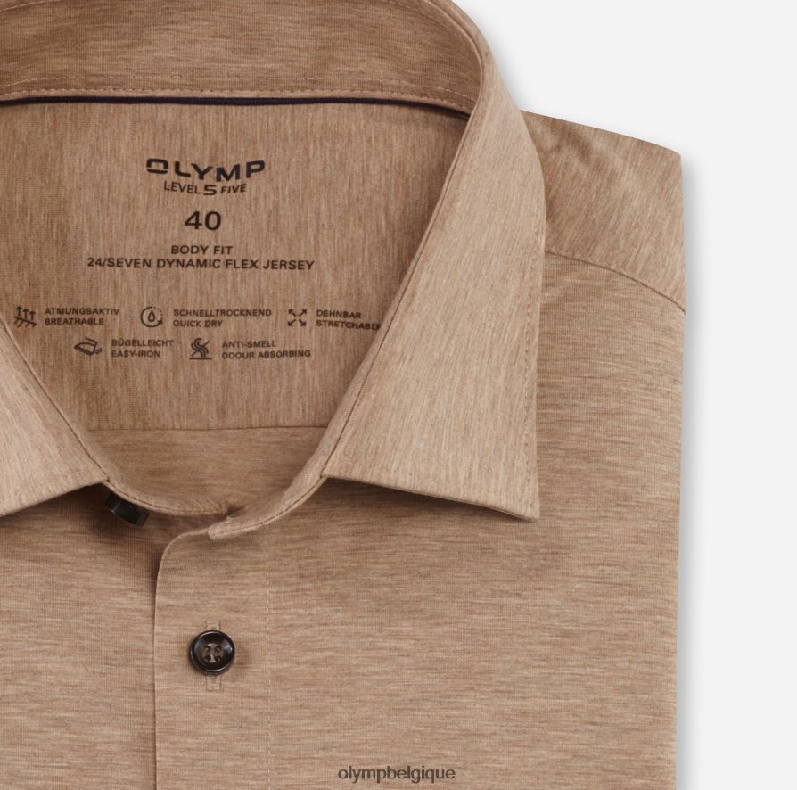 OLYMP FL8P6V621 vêtements niveau cinq 24/7 body fit, chemise business, new york kent, naturel