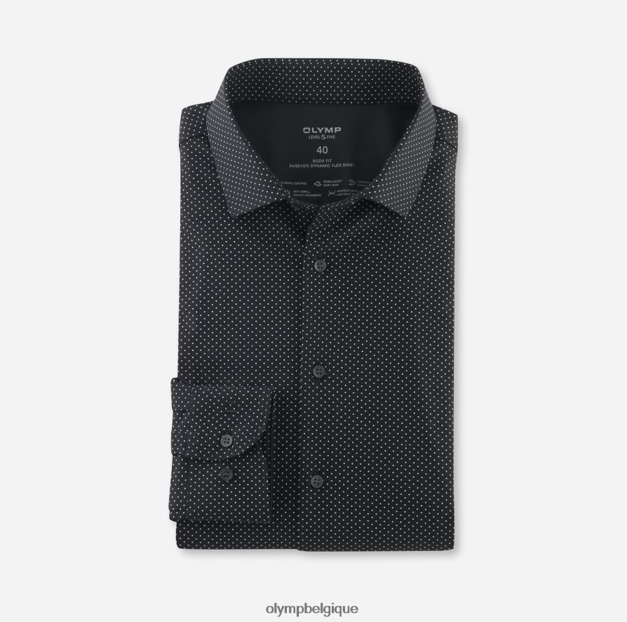 OLYMP FL8P6V632 vêtements niveau cinq 24/7 body fit, chemise d'affaires, kent moderne, noir