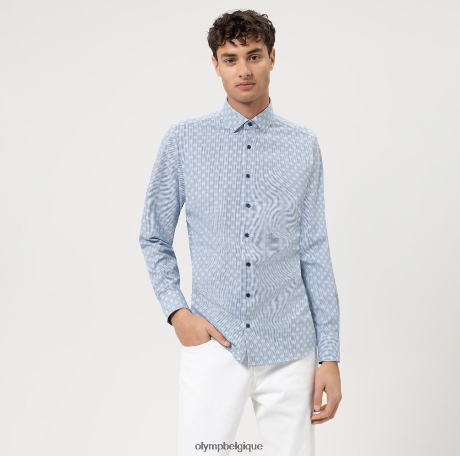 OLYMP FL8P6V633 vêtements niveau cinq 24/7 body fit, chemise business, kent moderne, bleu