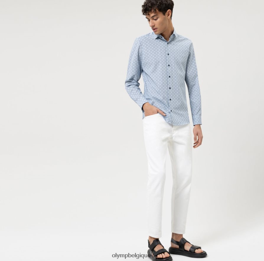 OLYMP FL8P6V633 vêtements niveau cinq 24/7 body fit, chemise business, kent moderne, bleu