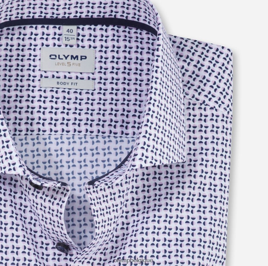 OLYMP FL8P6V635 vêtements coupe corporelle niveau cinq, chemise d'affaires, royal kent, rose