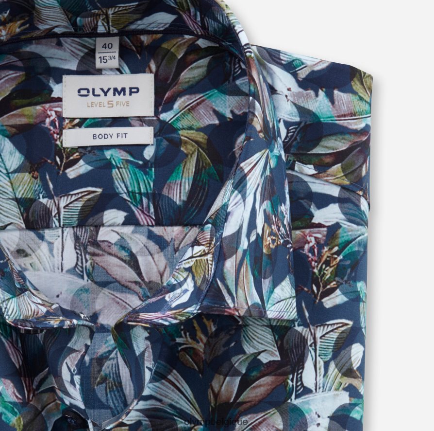OLYMP FL8P6V639 vêtements coupe corporelle niveau cinq, chemise d'affaires, new york kent, marine
