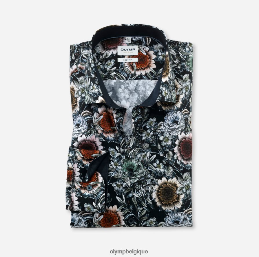 OLYMP FL8P6V646 vêtements coupe corporelle niveau cinq, chemise d'affaires, kent moderne, marine