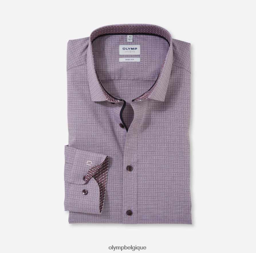 OLYMP FL8P6V650 vêtements coupe corporelle niveau cinq, chemise d'affaires, kent moderne, rouge foncé