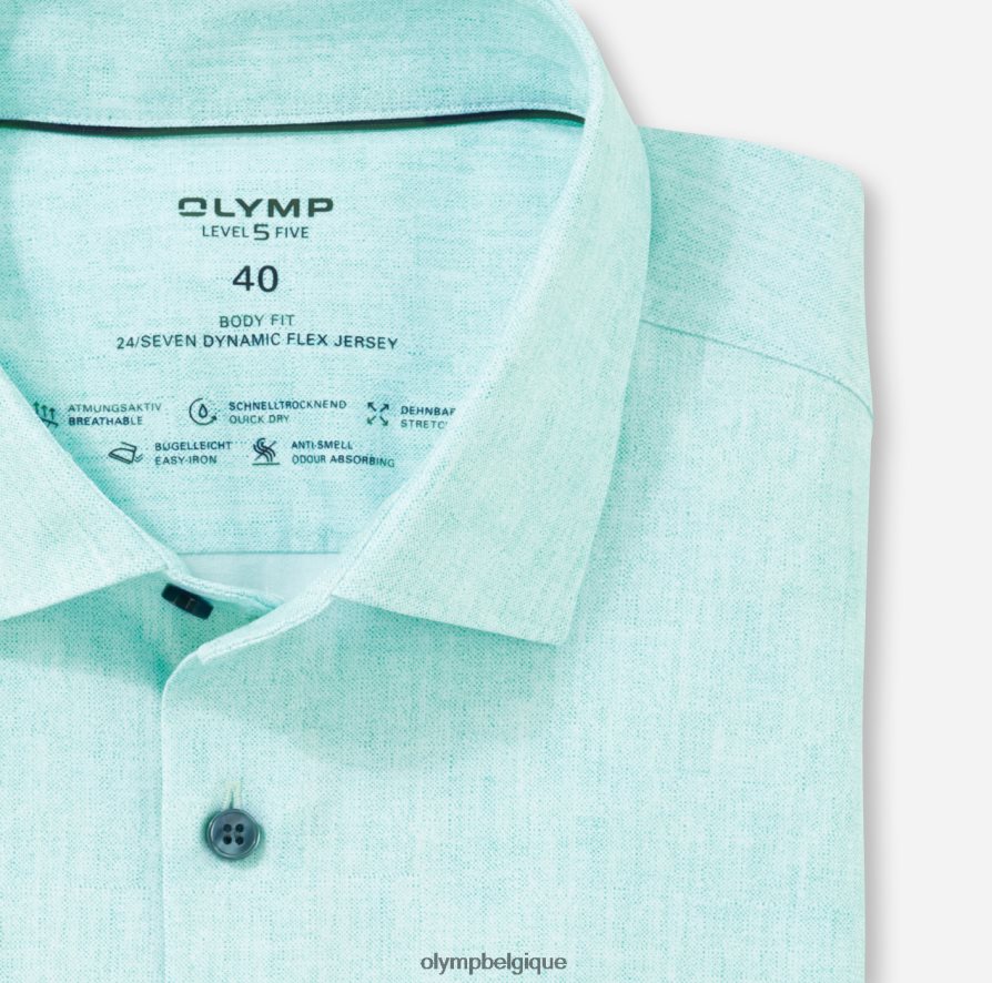 OLYMP FL8P6V653 vêtements niveau cinq 24/7 body fit, chemise d'affaires, kent moderne, émeraude