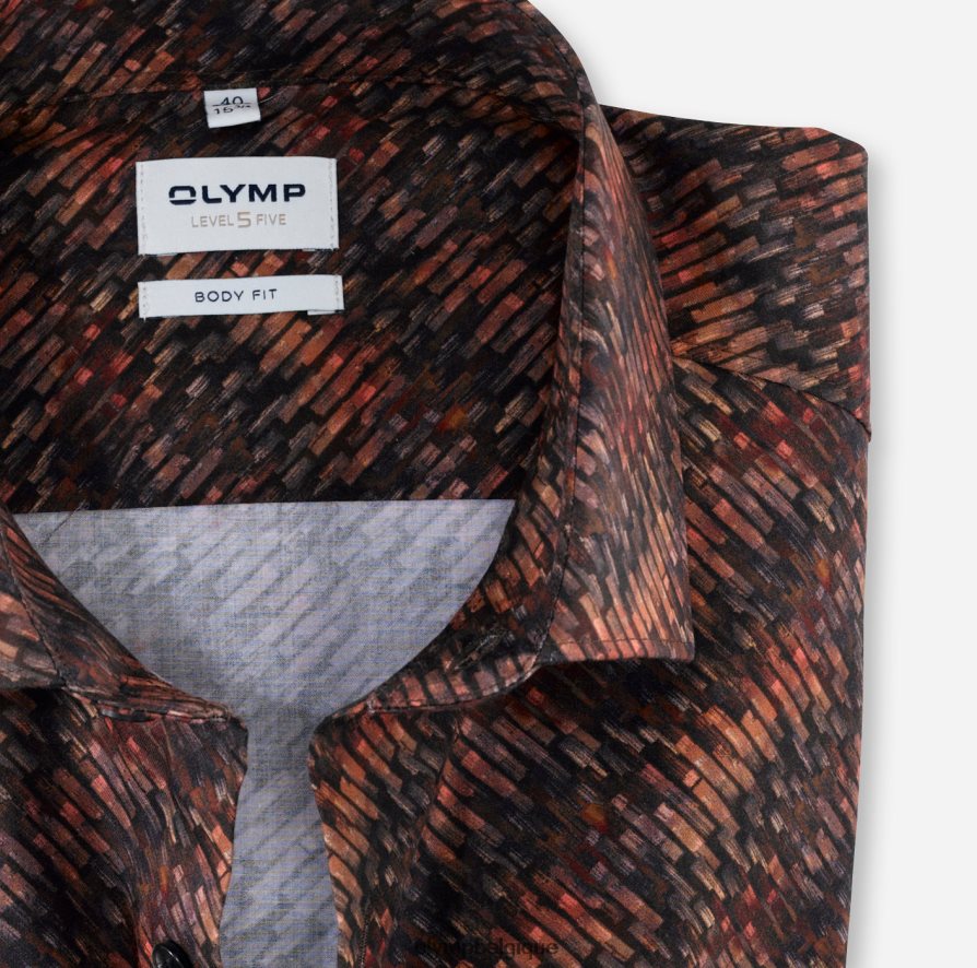 OLYMP FL8P6V663 vêtements coupe corporelle niveau cinq, chemise d'affaires, kent moderne, rouge orange