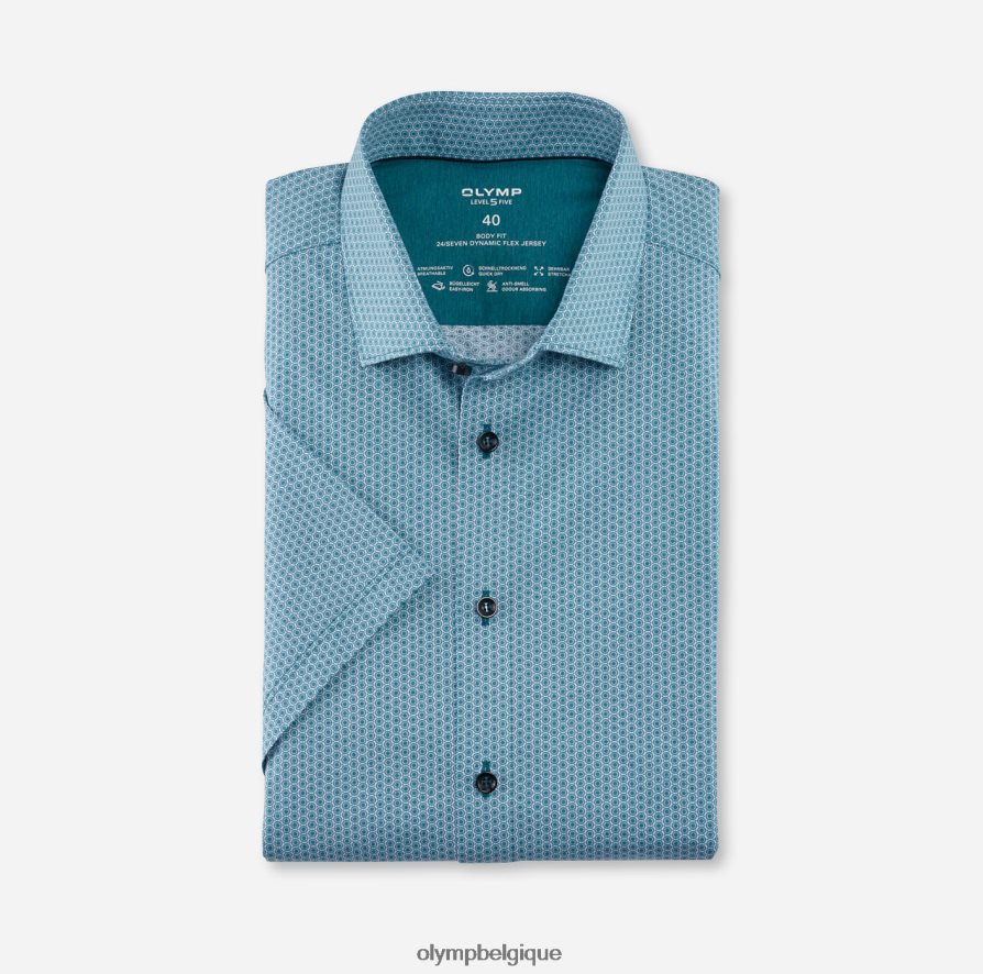 OLYMP FL8P6V675 vêtements niveau cinq 24/7 body fit, chemise d'affaires, kent moderne, émeraude
