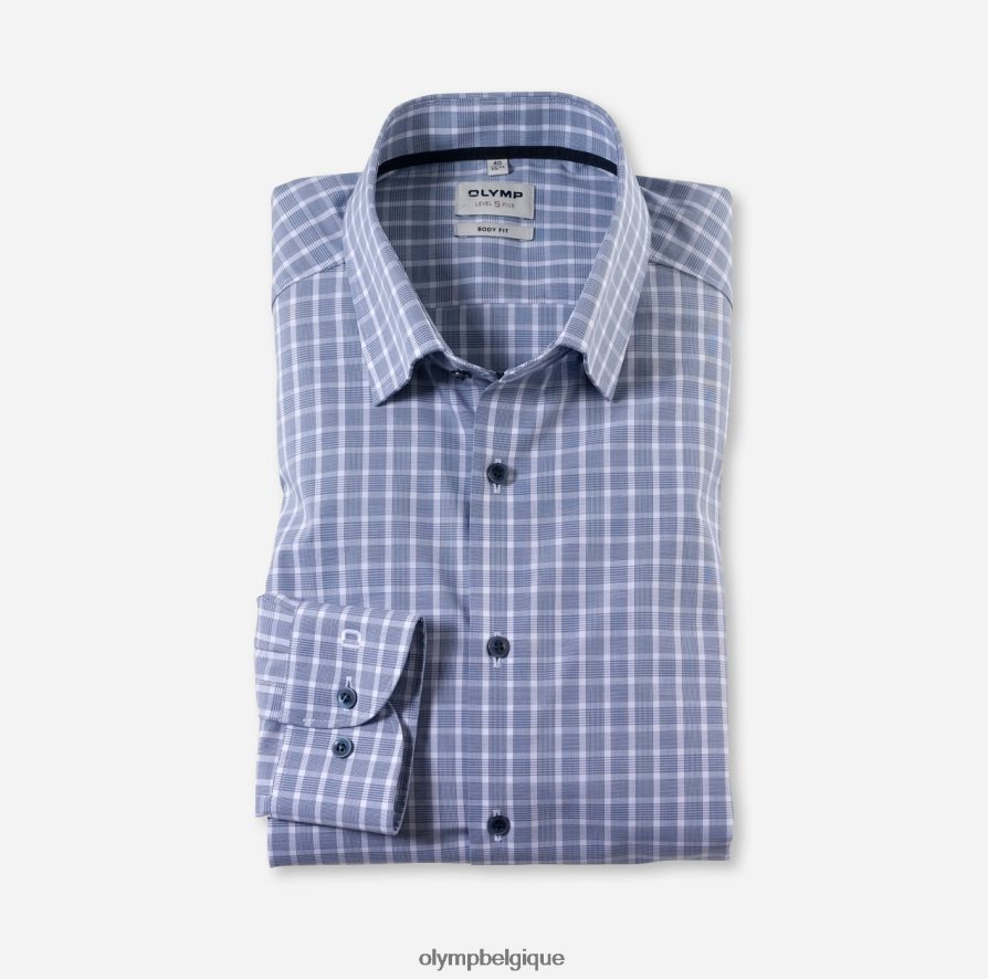 OLYMP FL8P6V706 vêtements coupe body niveau cinq, chemise business, sous boutonnée, bleu fumée