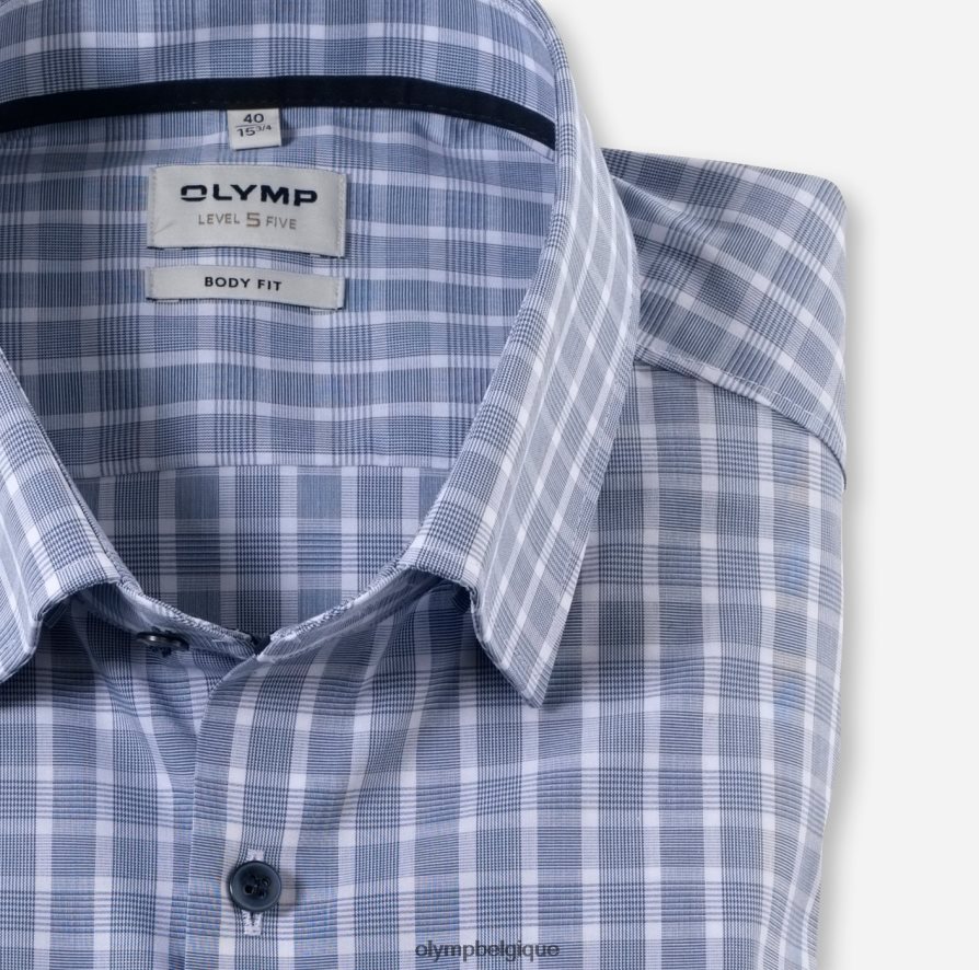 OLYMP FL8P6V706 vêtements coupe body niveau cinq, chemise business, sous boutonnée, bleu fumée