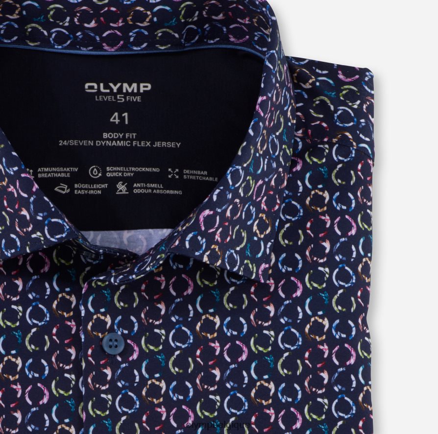 OLYMP FL8P6V708 vêtements niveau cinq 24/7 body fit, chemise d'affaires, kent moderne, marine