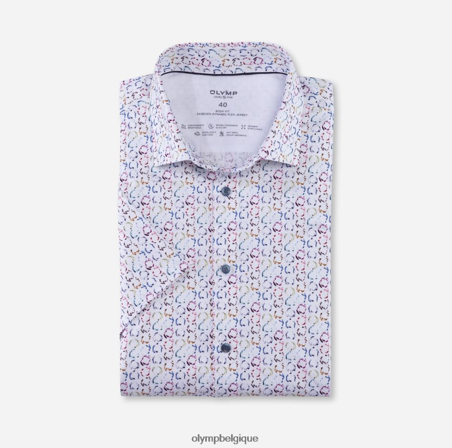 OLYMP FL8P6V710 vêtements niveau cinq 24/7 body fit, chemise d'affaires, kent moderne, blanc
