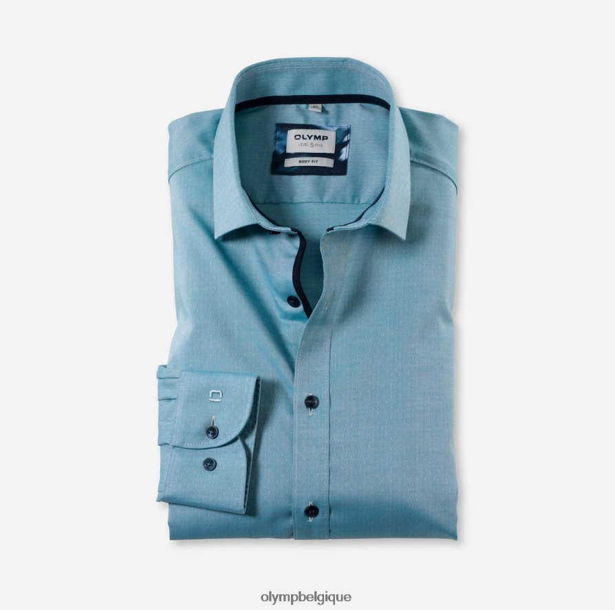OLYMP FL8P6V711 vêtements coupe corporelle niveau cinq, chemise d'affaires, kent moderne, émeraude