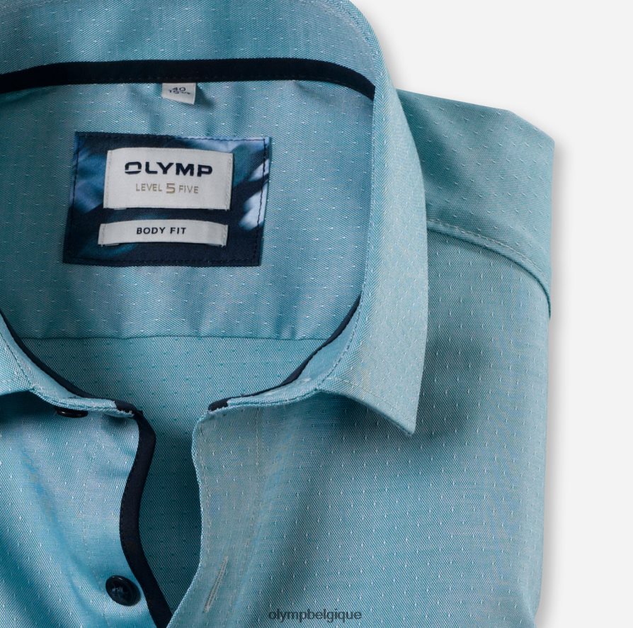 OLYMP FL8P6V711 vêtements coupe corporelle niveau cinq, chemise d'affaires, kent moderne, émeraude