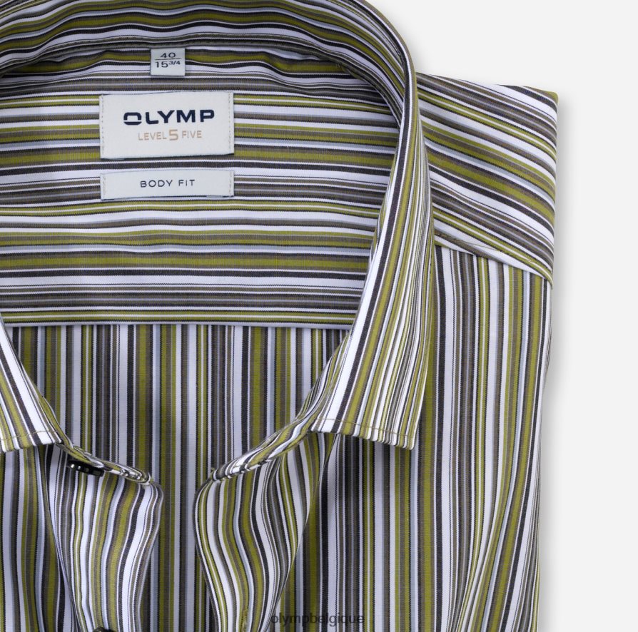 OLYMP FL8P6V724 vêtements coupe corporelle niveau cinq, chemise d'affaires, kent moderne, vert lime
