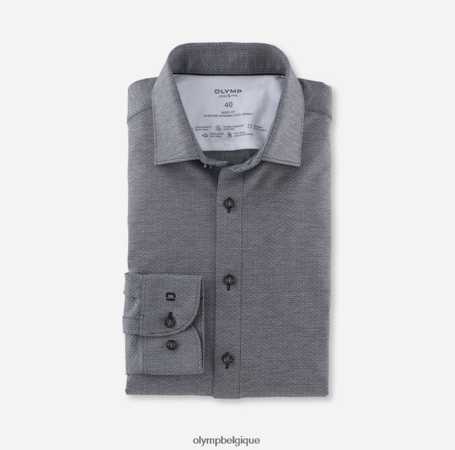 OLYMP FL8P6V725 vêtements niveau cinq 24/7 body fit, chemise d'affaires, kent moderne, noir