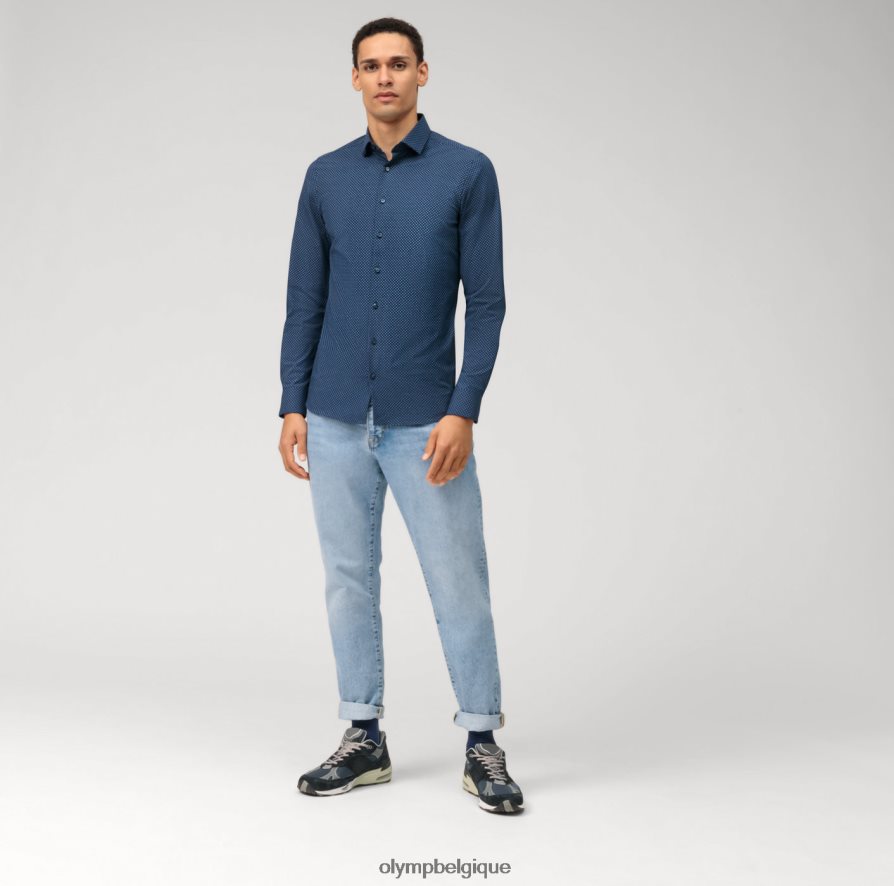 OLYMP FL8P6V734 vêtements niveau cinq 24/7 body fit, chemise business, kent moderne, bleu