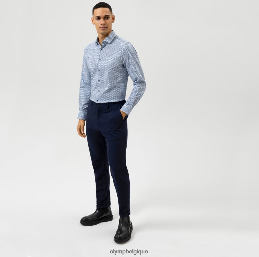 OLYMP FL8P6V736 vêtements niveau cinq 24/7 body fit, chemise business, kent moderne, bleu