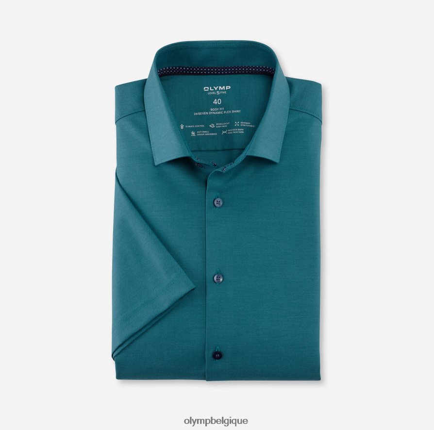 OLYMP FL8P6V738 vêtements niveau cinq 24/7 body fit, chemise d'affaires, kent moderne, émeraude