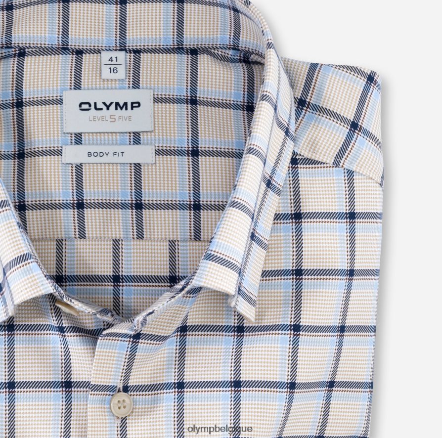 OLYMP FL8P6V743 vêtements coupe corporelle niveau cinq, chemise business, sous boutonnée, naturel