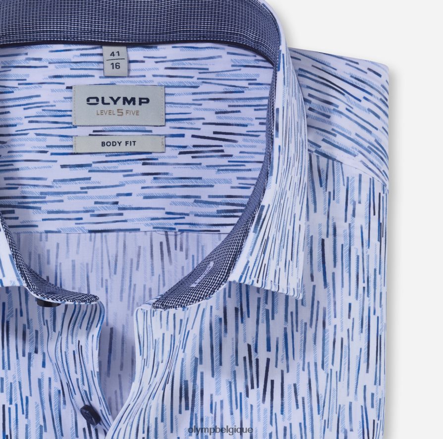 OLYMP FL8P6V748 vêtements coupe body niveau cinq, chemise business, kent moderne, bleu