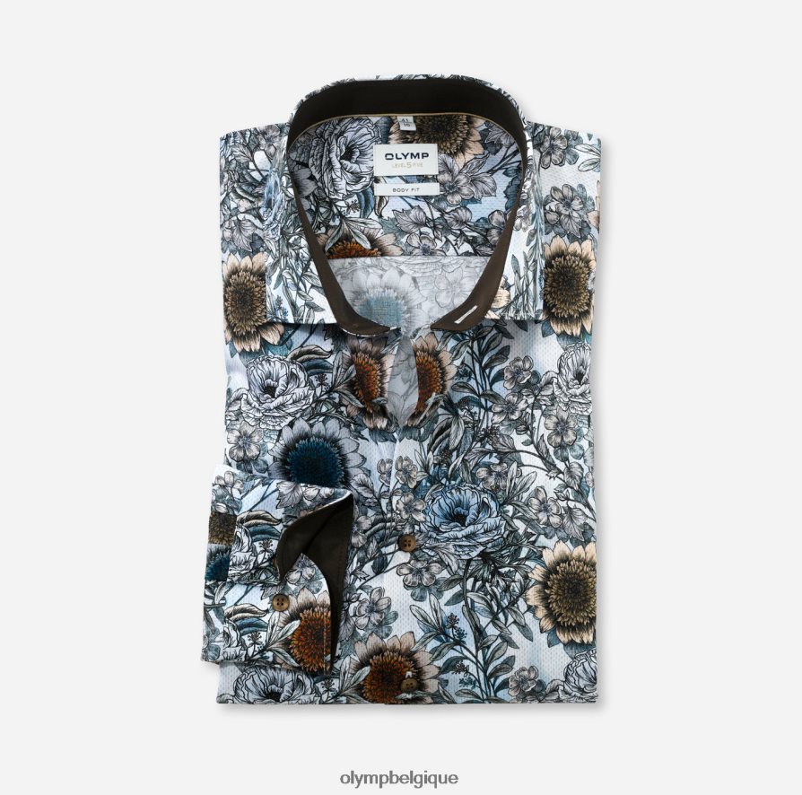 OLYMP FL8P6V751 vêtements coupe corporelle niveau cinq, chemise d'affaires, kent moderne, naturel