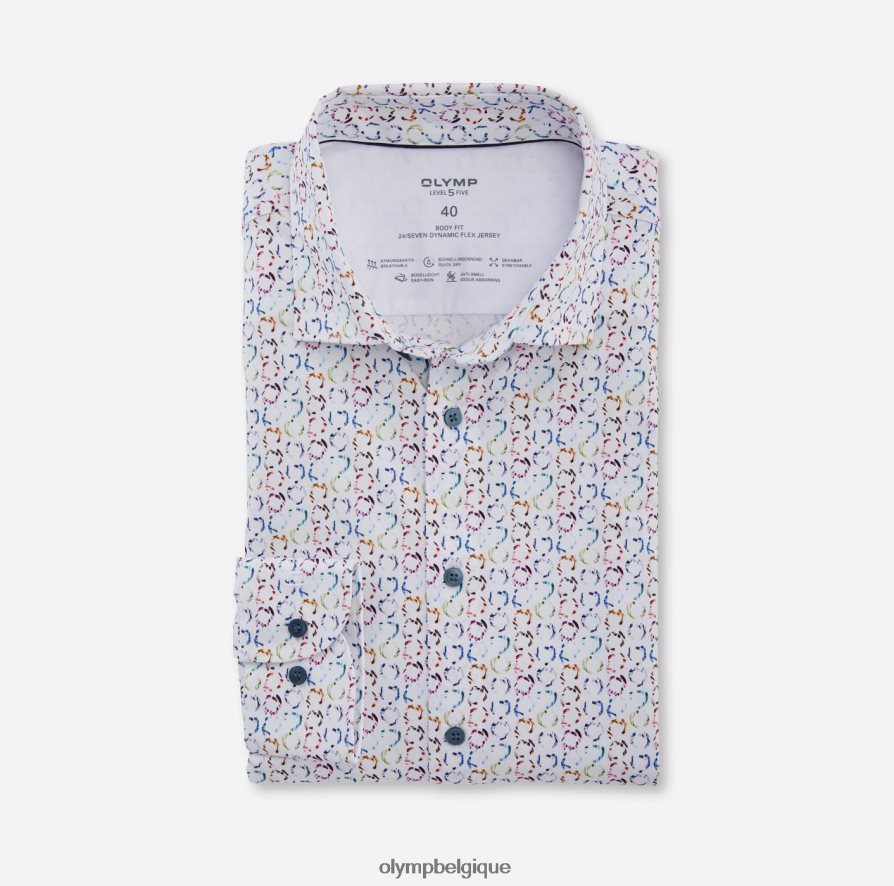 OLYMP FL8P6V752 vêtements niveau cinq 24/7 body fit, chemise d'affaires, kent moderne, blanc