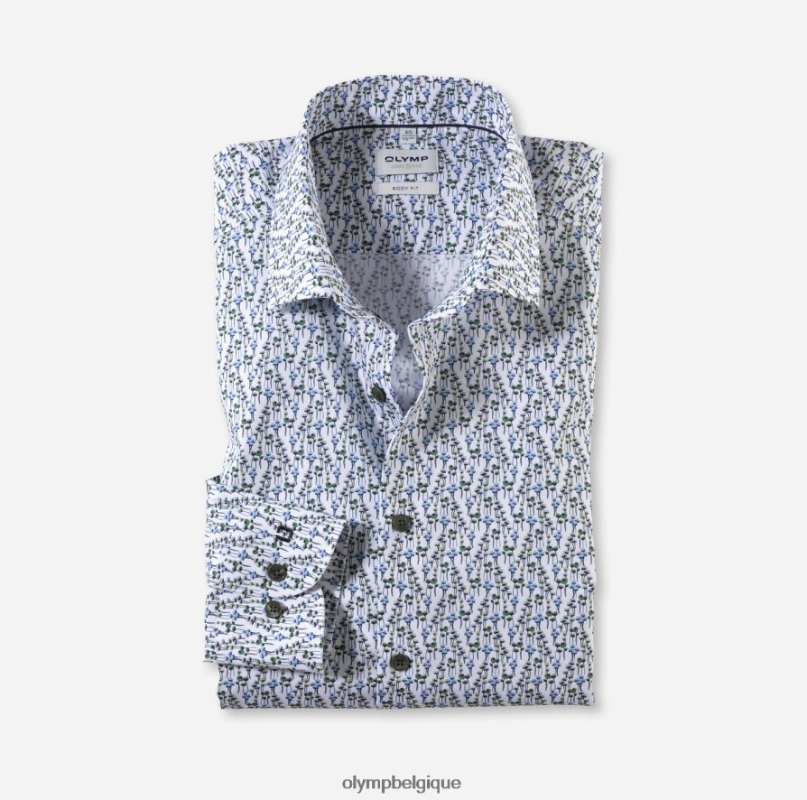 OLYMP FL8P6V764 vêtements coupe corporelle niveau cinq, chemise d'affaires, kent moderne, citron vert